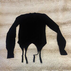 DION LEE Garter Long Sleeve T-shirt / Pullover in Black S